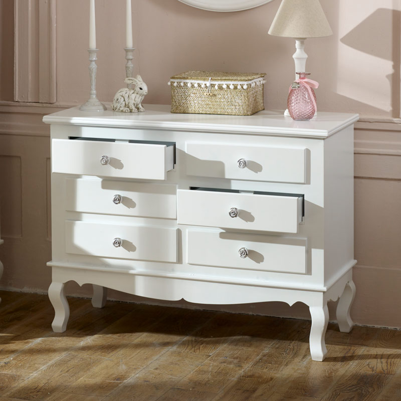 Large Ornate White 6 Drawer Chest of Drawers - Lila Range DAMAGED SECONDS ITEM 3038