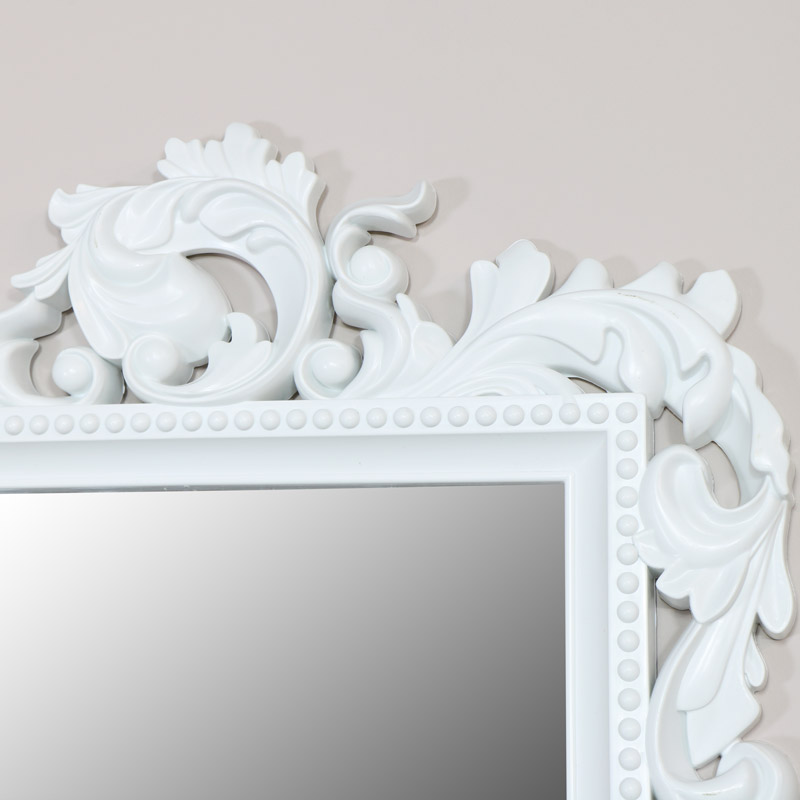 Large Ornate White Wall Mirror 58cm x 78cm