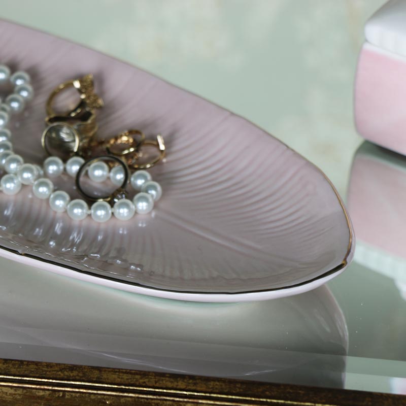 Large Pink Feather Trinket Dish