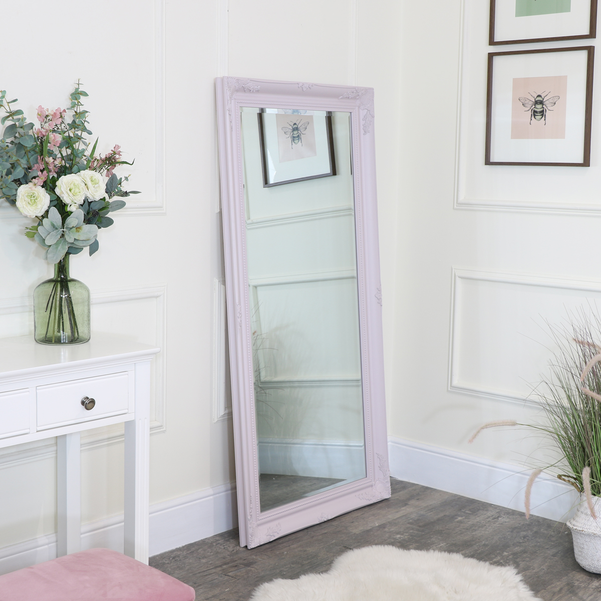 Large Pink Ornate Wall/Floor Mirror 158cm x 78cm