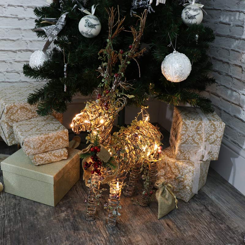 Large Rattan LED Light Up Christmas Reindeer