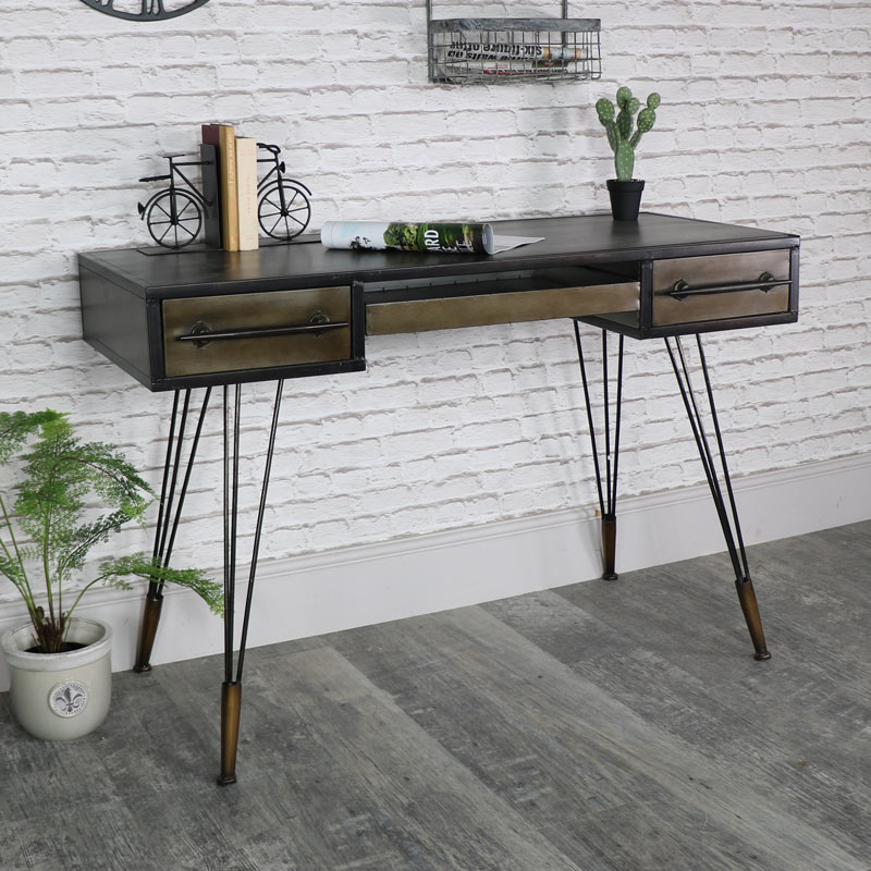 Large Retro Industrial Desk Dressing Table Melody Maison