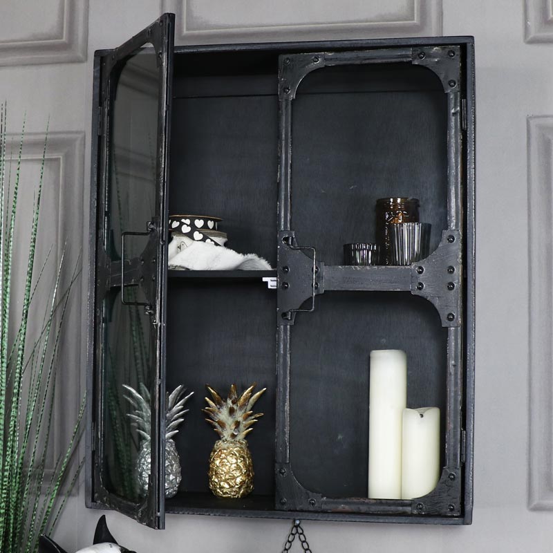 Wall mounted glass fronted cabinet retro style bathroom hallway storage ...
 French Bathroom Cabinet