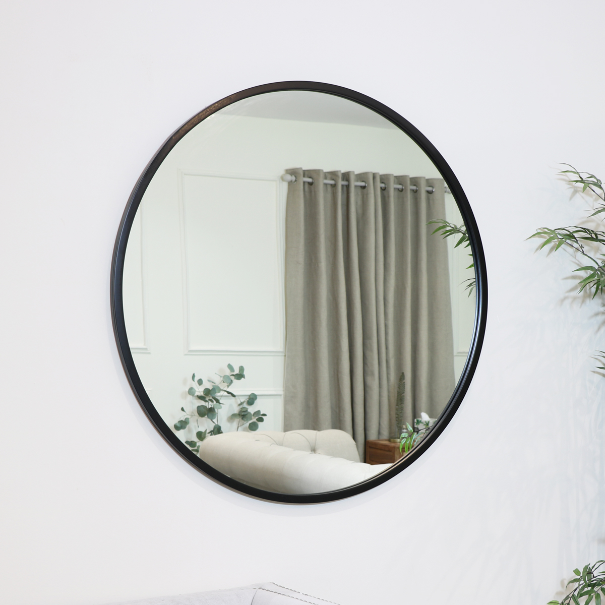 Large Round Black Mirror 100cm X, Large Round Decorative Mirrors For Living Room