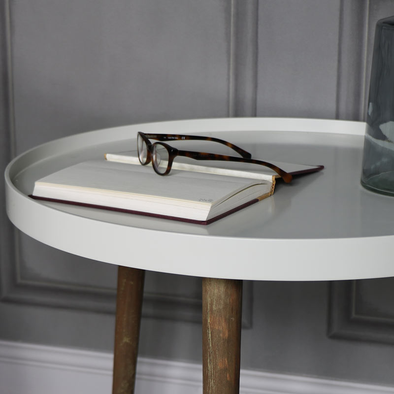 Large Round Ivory Side/Occasional Table