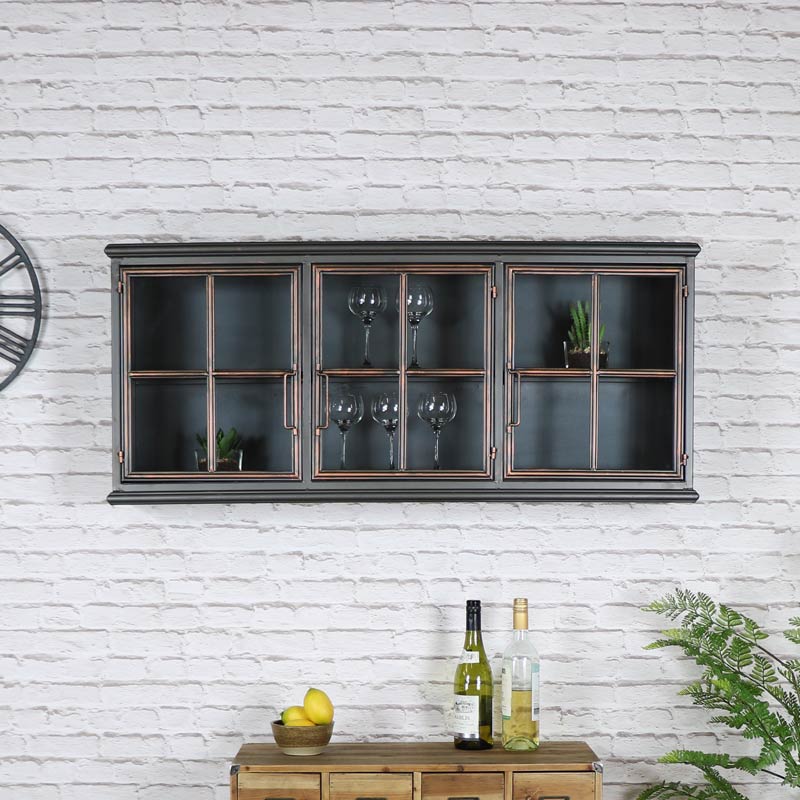 Large Rustic Industrial Metal Wall Cabinet - Kitchen Wall Cabinets With Glass Doors Uk