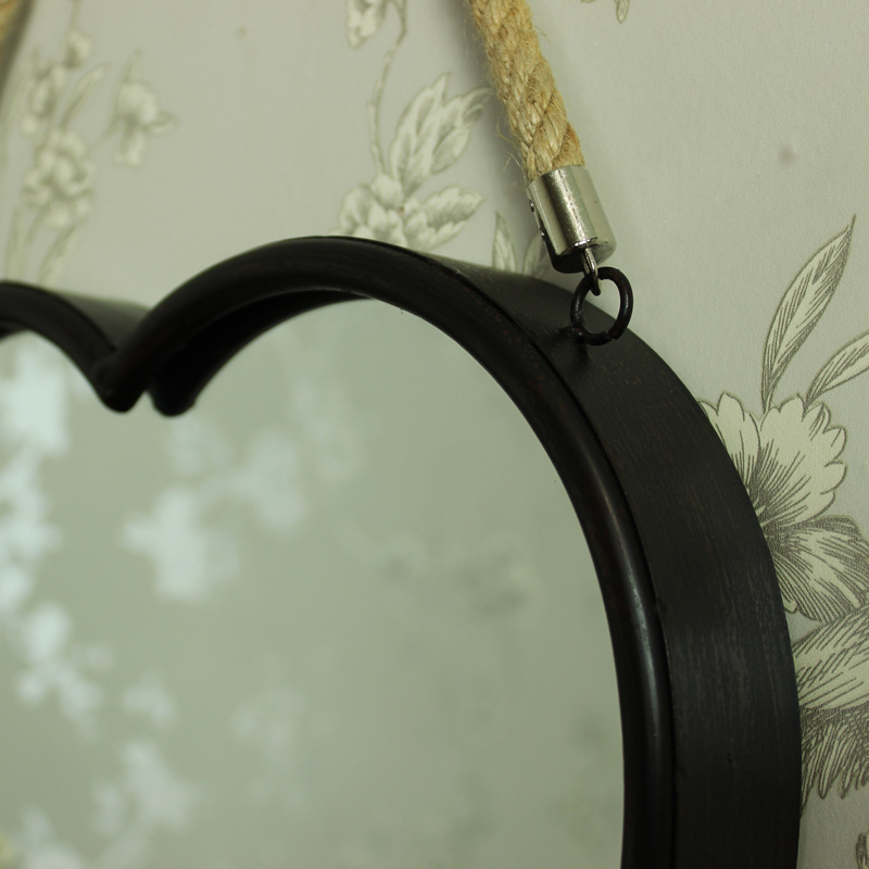 Large Rustic Metal Heart Hanging Wall Mirror