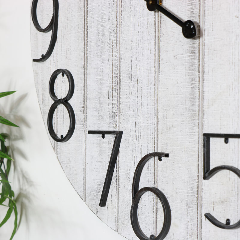 Large Rustic White Wall Clock