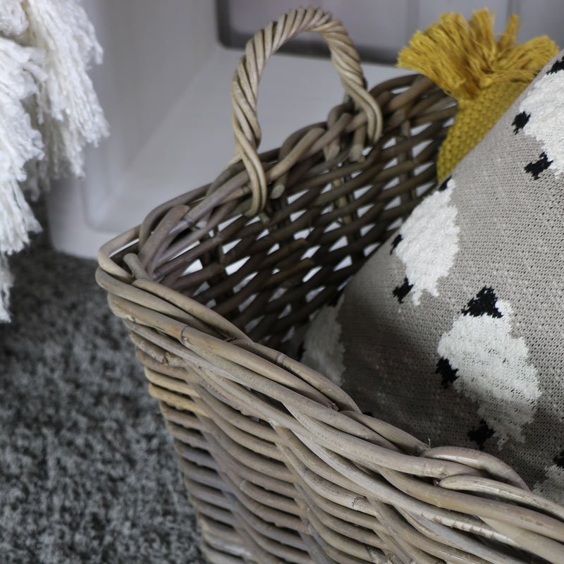 Large Rustic Wicker Laundry Basket