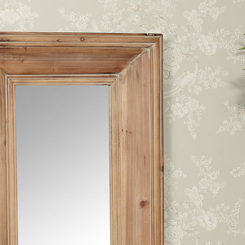 Large Rustic Wood Framed Wall Mirror 