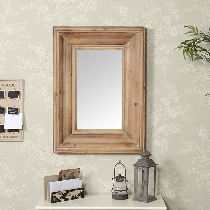 Large Rustic Wood Framed Wall Mirror 