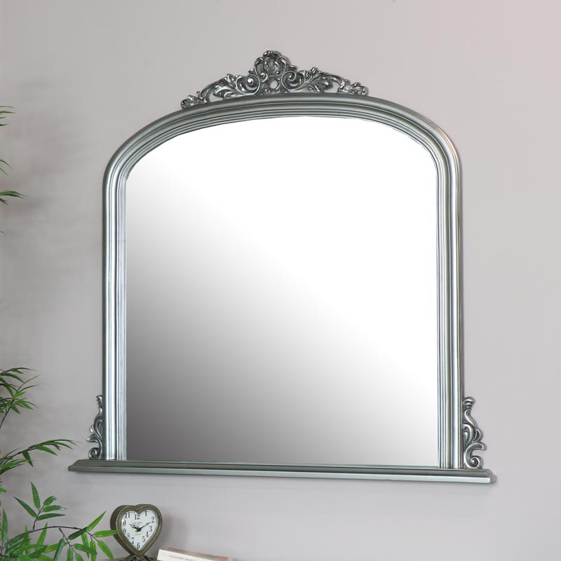 Large Silver Overmantel Wall Mirror 94cm x 104cm - Melody Maison®
