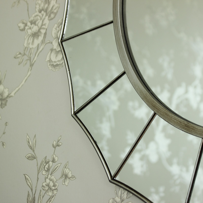 Silver Sunburst Art Deco Wall Mirror Shabby Ornate Chic Bedroom Art Deco Wall Mirror Shabby Ornate