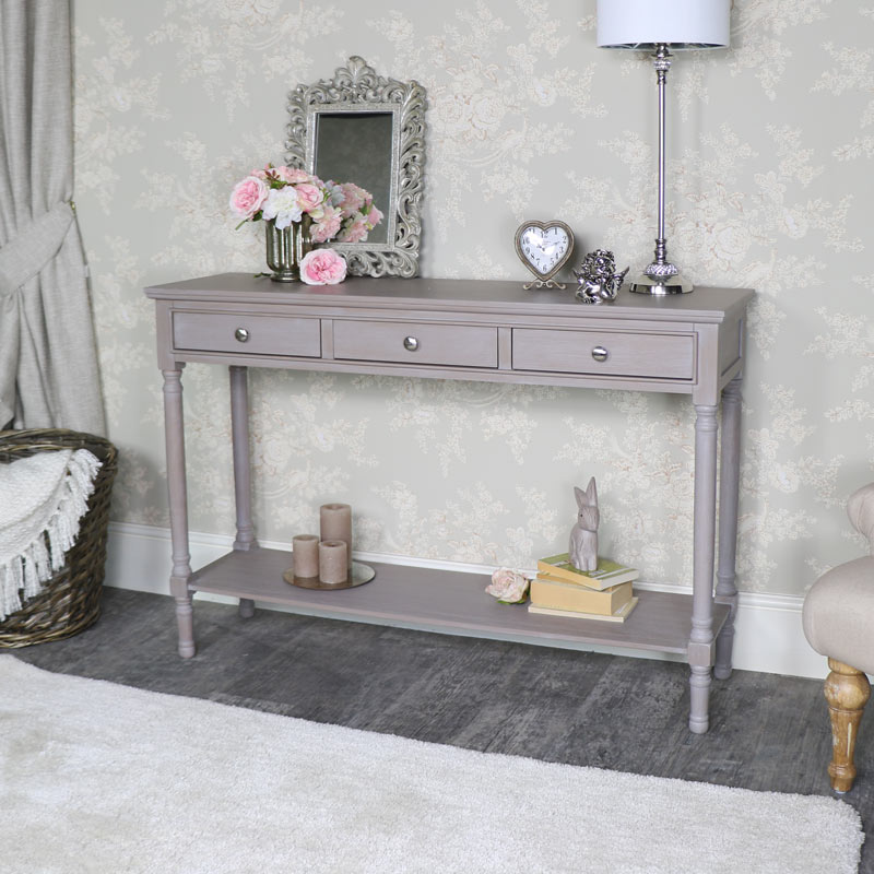 Large Taupe 3 Drawer Console Table - Cambridge Range EX SHOWROOM ITEM 1023