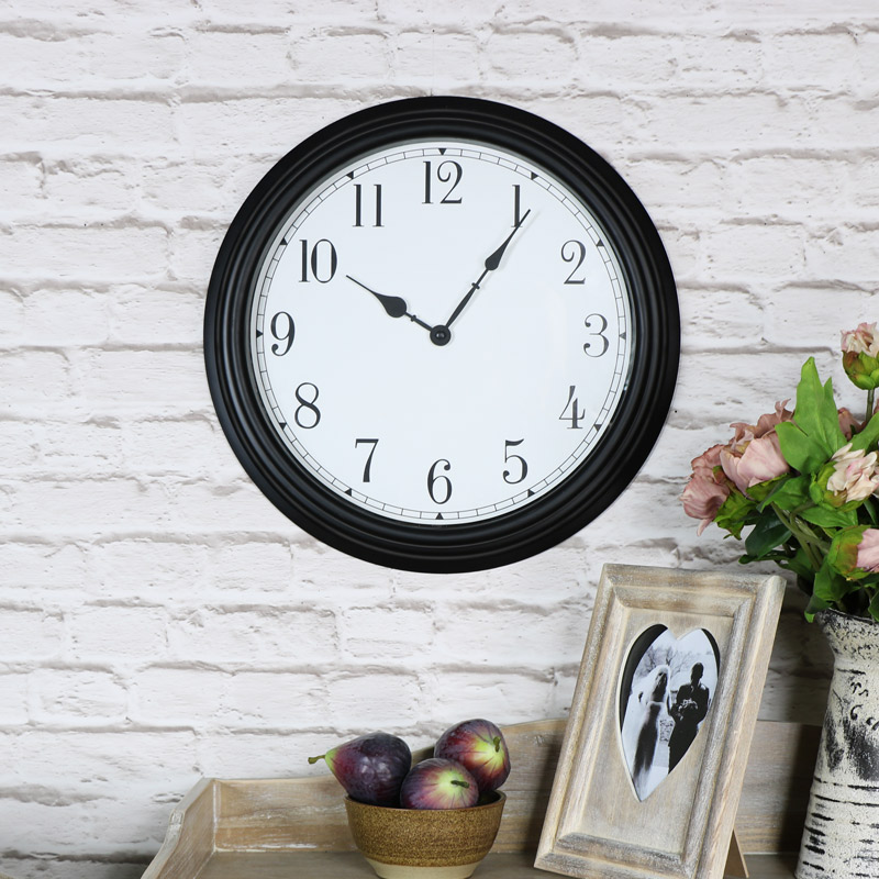 Large Vintage Black Wall Clock
