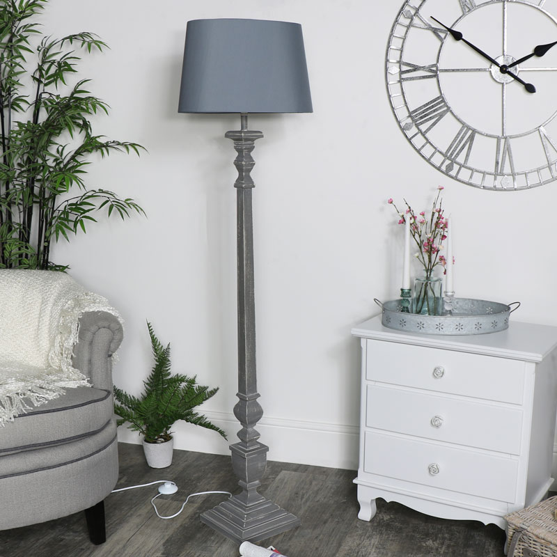 Large Vintage Floor Lamp - Grey