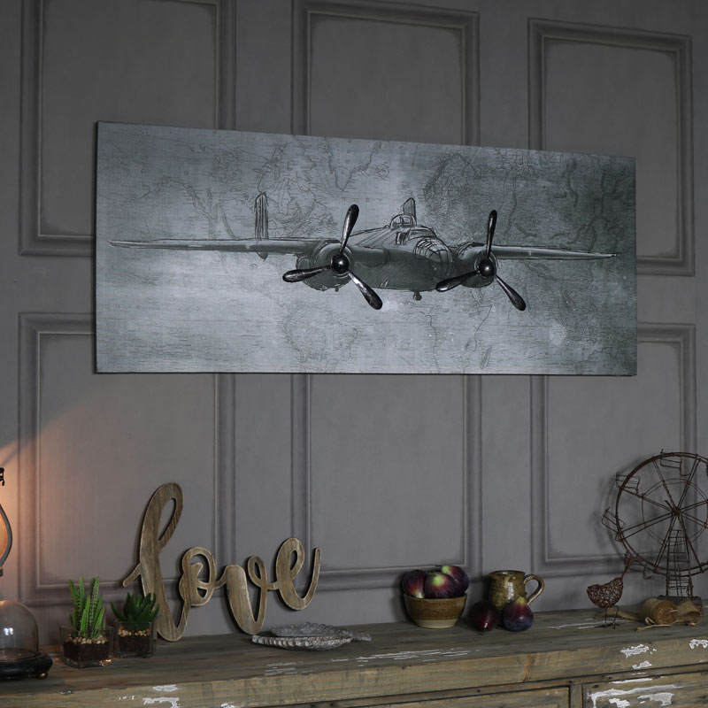 Large Vintage Retro Plane Wall Canvas