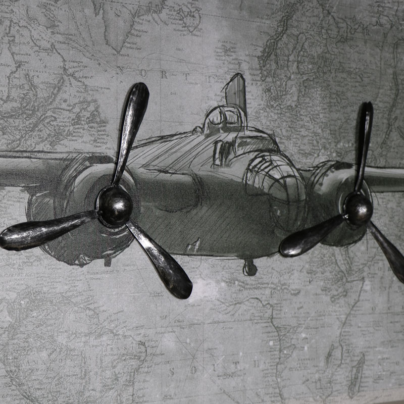 Large Vintage Retro Plane Wall Canvas