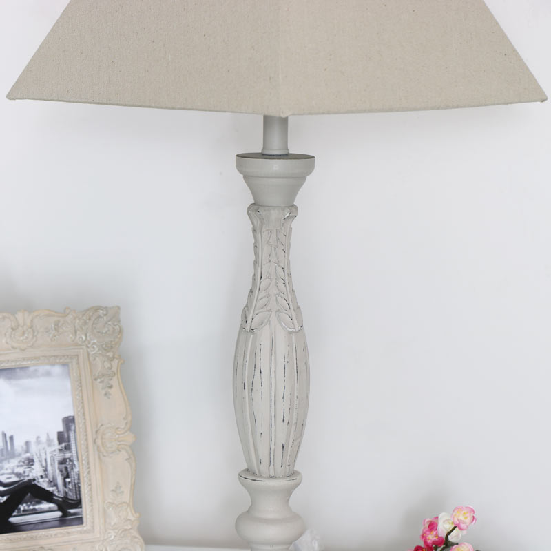 Large Vintage Style Table Lamp - Stone Grey