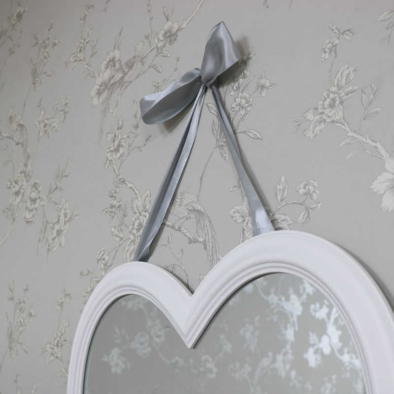 Large Vintage White Heart Wall Mirror