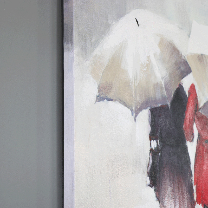 Large Walking in the Rain Wall Mounted Canvas Print