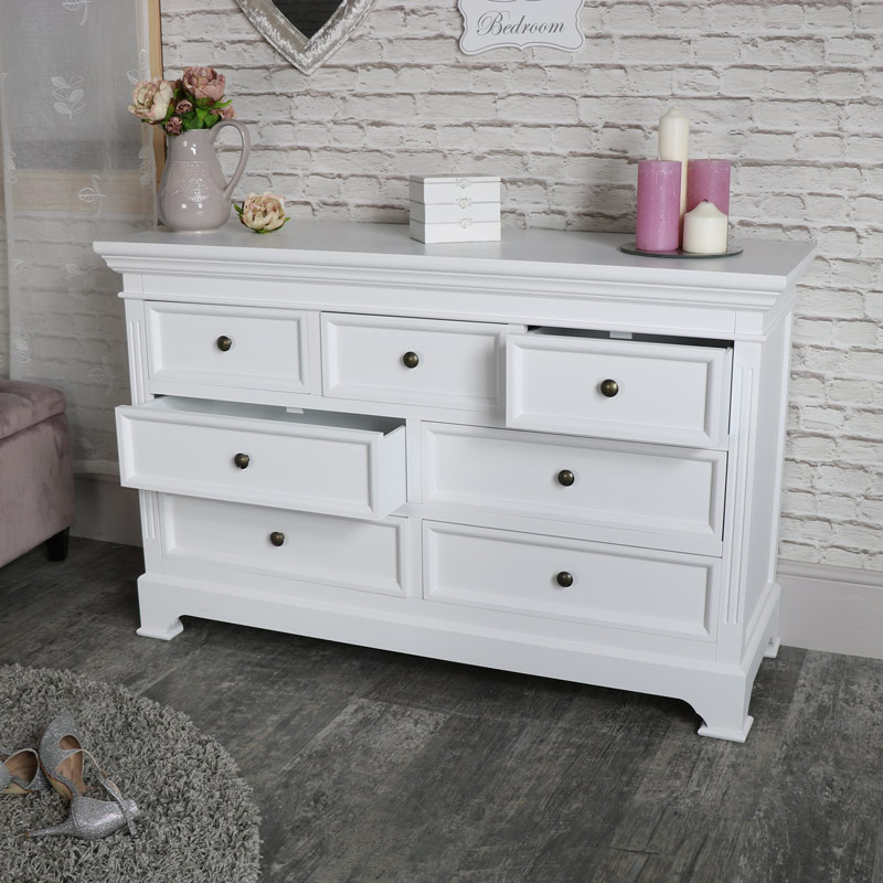 Large White 7 Drawer Chest of Drawers - Daventry White Range DAMAGED SECOND 1056 