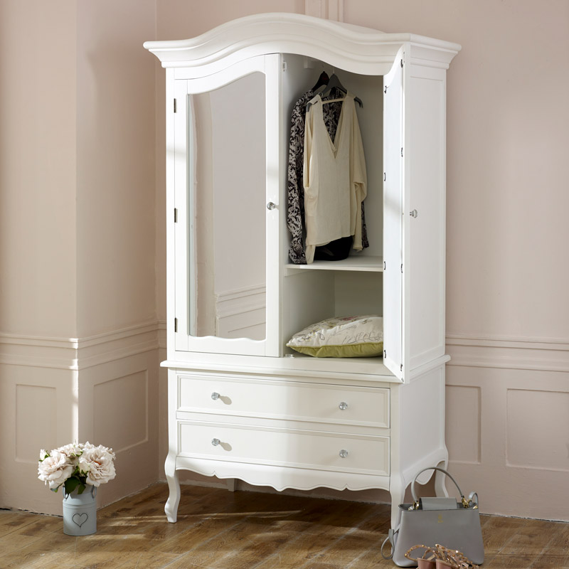 Large White Double Mirrored Wardrobe & Five Drawer Chest - Victoria Range DAMAGED SECONDS 2008