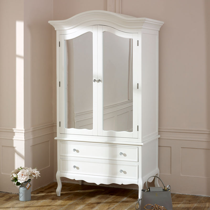 Large White Double Mirrored Wardrobe & Five Drawer Chest - Victoria Range DAMAGED SECONDS 2008