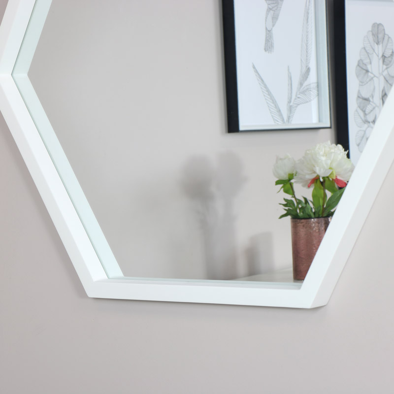 Large White Hexagon Mirror, White Framed Wall Mirrors Uk