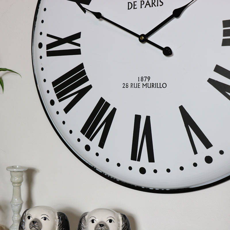 Large White Metal Wall Clock