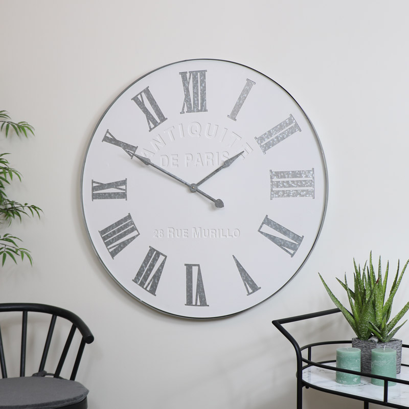 Large White Vintage Wall Clock - Large Vintage Wall Clocks Uk