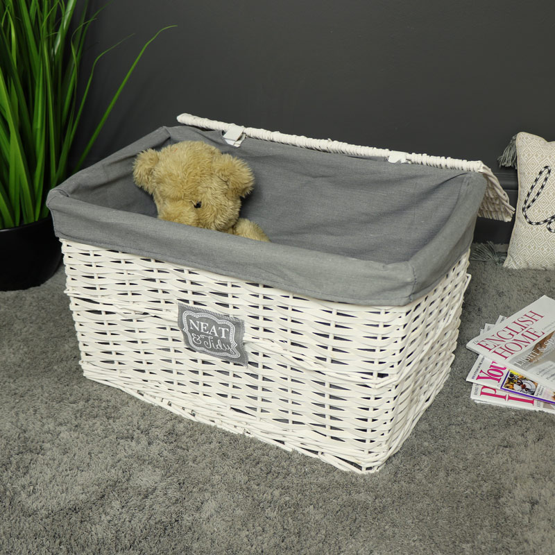 Large White Willow Hamper Basket