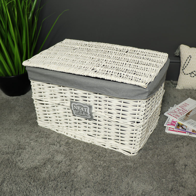 Large White Willow Hamper Basket