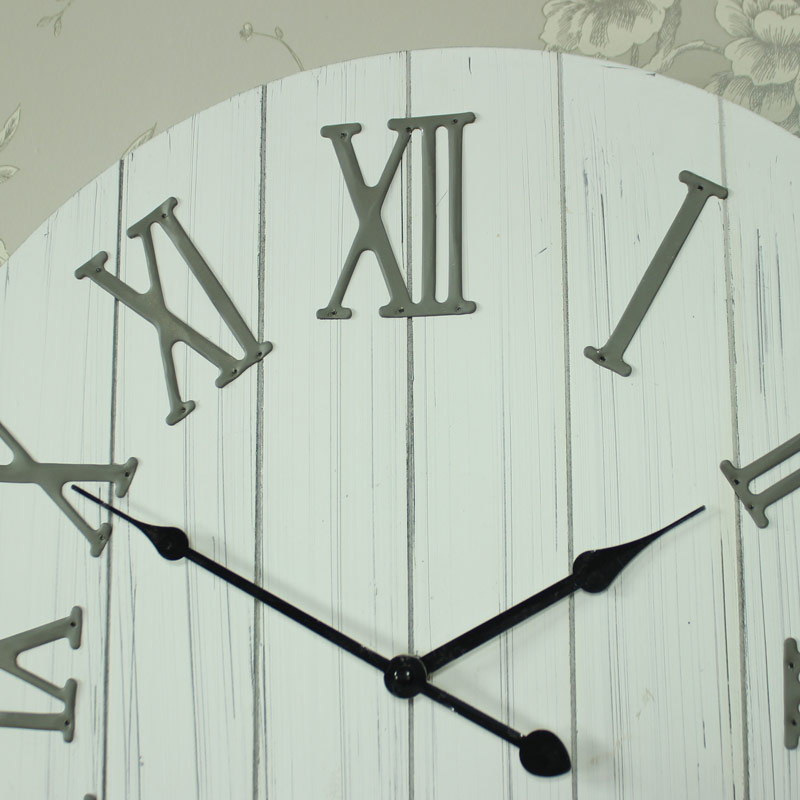 Large Wooden Antique White Wall Clock