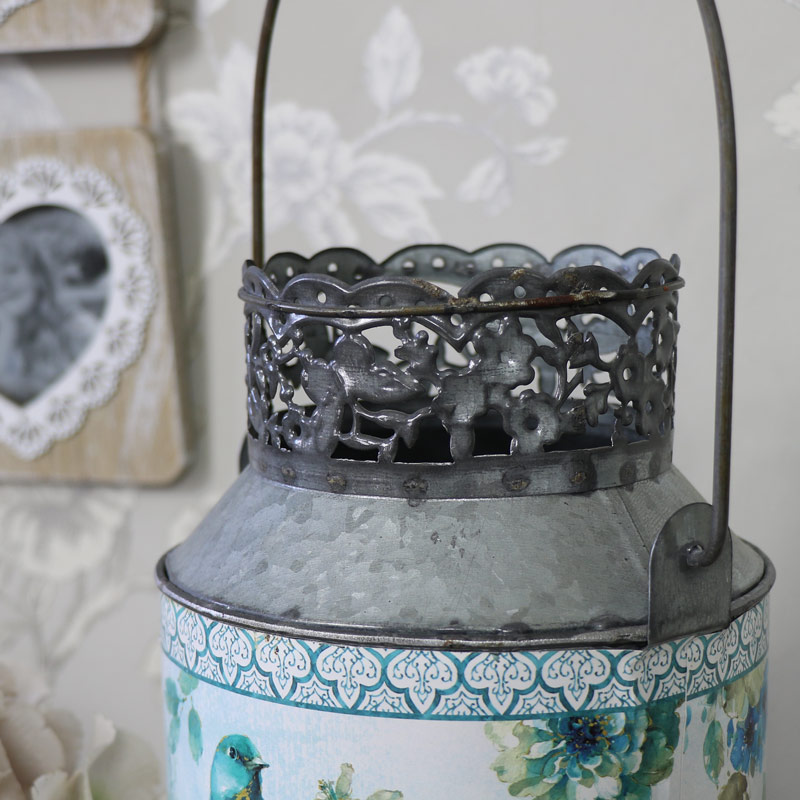 Metal Blue Bird Decorative Urn