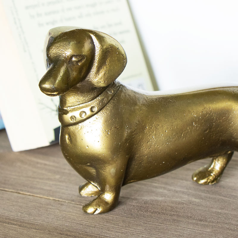 Metal Brass Dachshund Dog Decorative Ornament Gift 