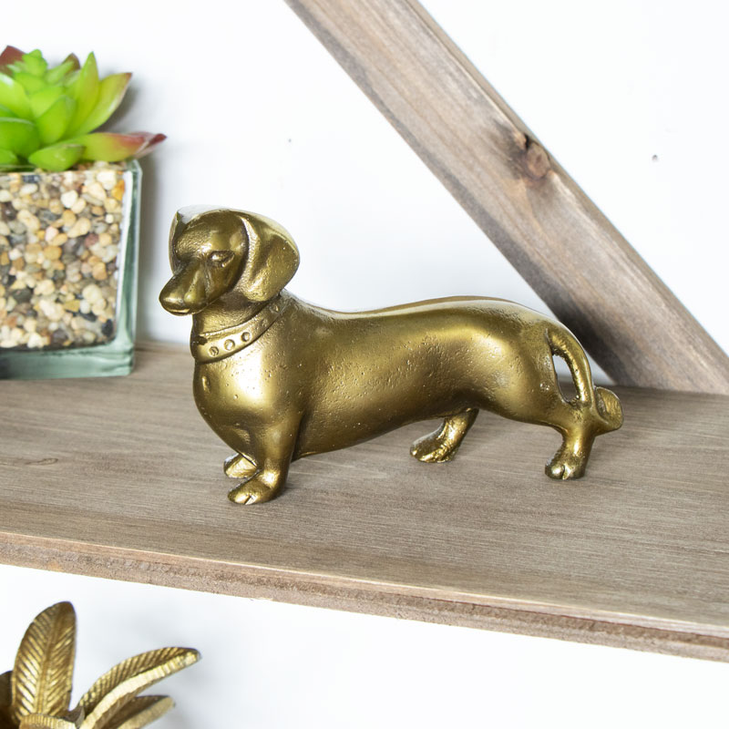 Metal Brass Dachshund Dog Decorative Ornament Gift 