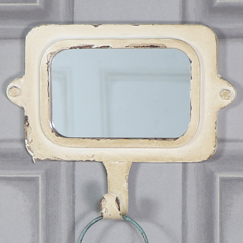 Metal Wall Mirror with Coat Hook