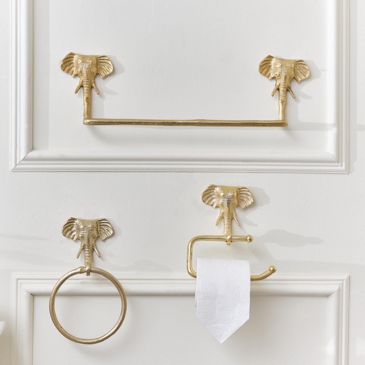 Metallic Gold Elephant Towel Holder