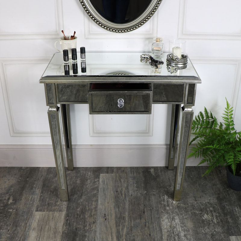 One Drawer Dressing Table Mirrored, Mirrored Sofa Table With Drawers