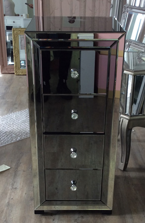 Mirrored Tallboy Chest of Drawers - Verona Range DAMAGED SECOND 3814