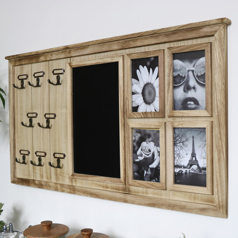Multi Purpose Blackboard, Key Hooks & Photo Frame Display