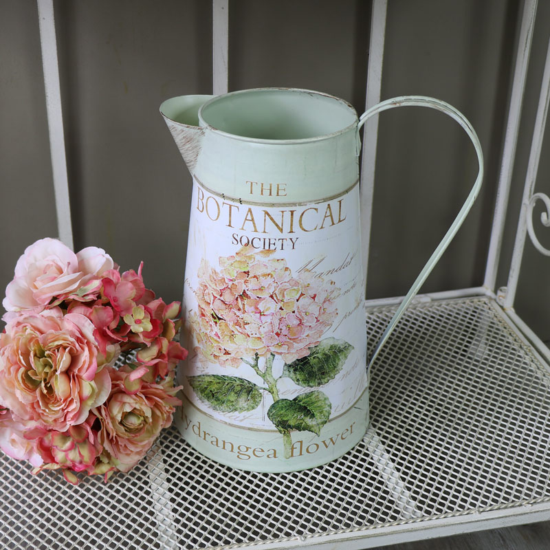 Ornamental Floral Hydrangea Metal Jug