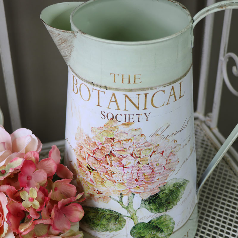 Ornamental Floral Hydrangea Metal Jug