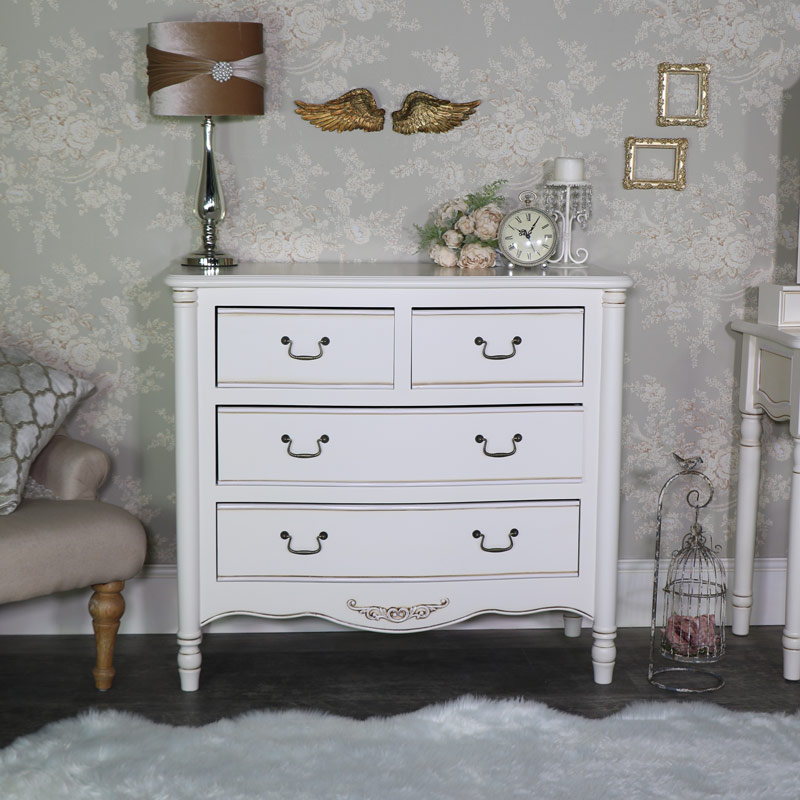 Cream Chest of Drawers and Dressing Table with Mirror - Adelise Range - EX - SHOWROOM 2008