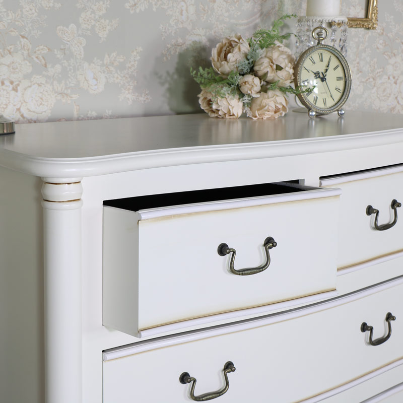 Cream Chest of Drawers and Dressing Table with Mirror - Adelise Range - EX - SHOWROOM 2008