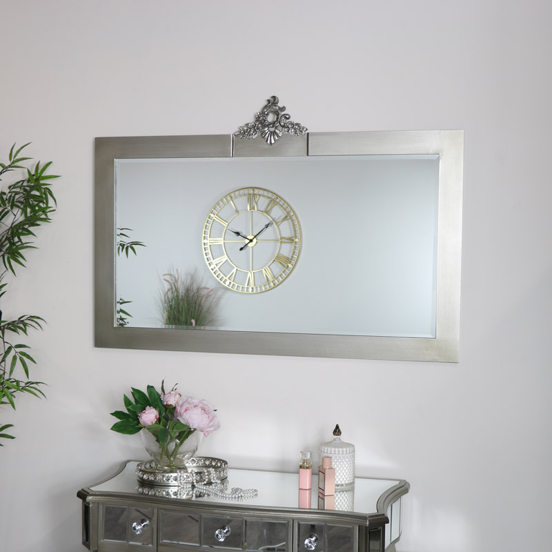 Ornate Antique Silver Wall Mirror - Tiffany Range