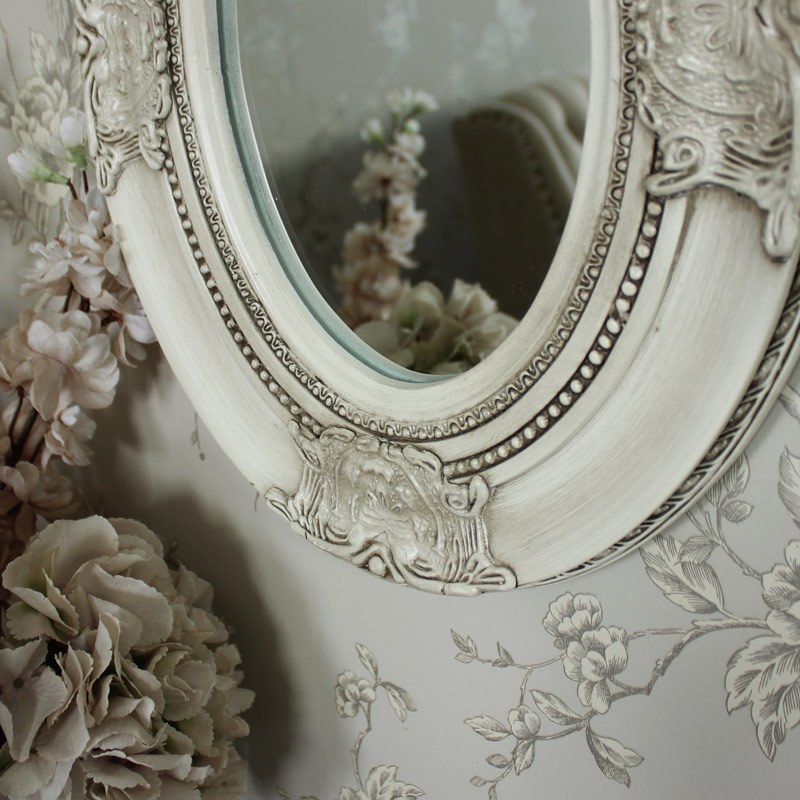 Ornate Cream Oval Wall Mirror