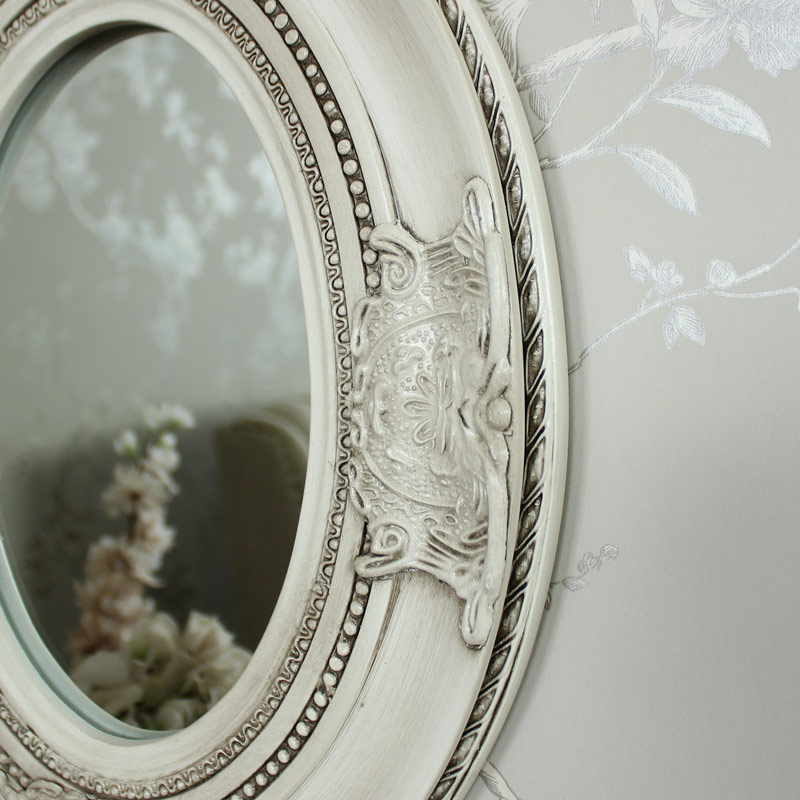 Ornate Cream Oval Wall Mirror