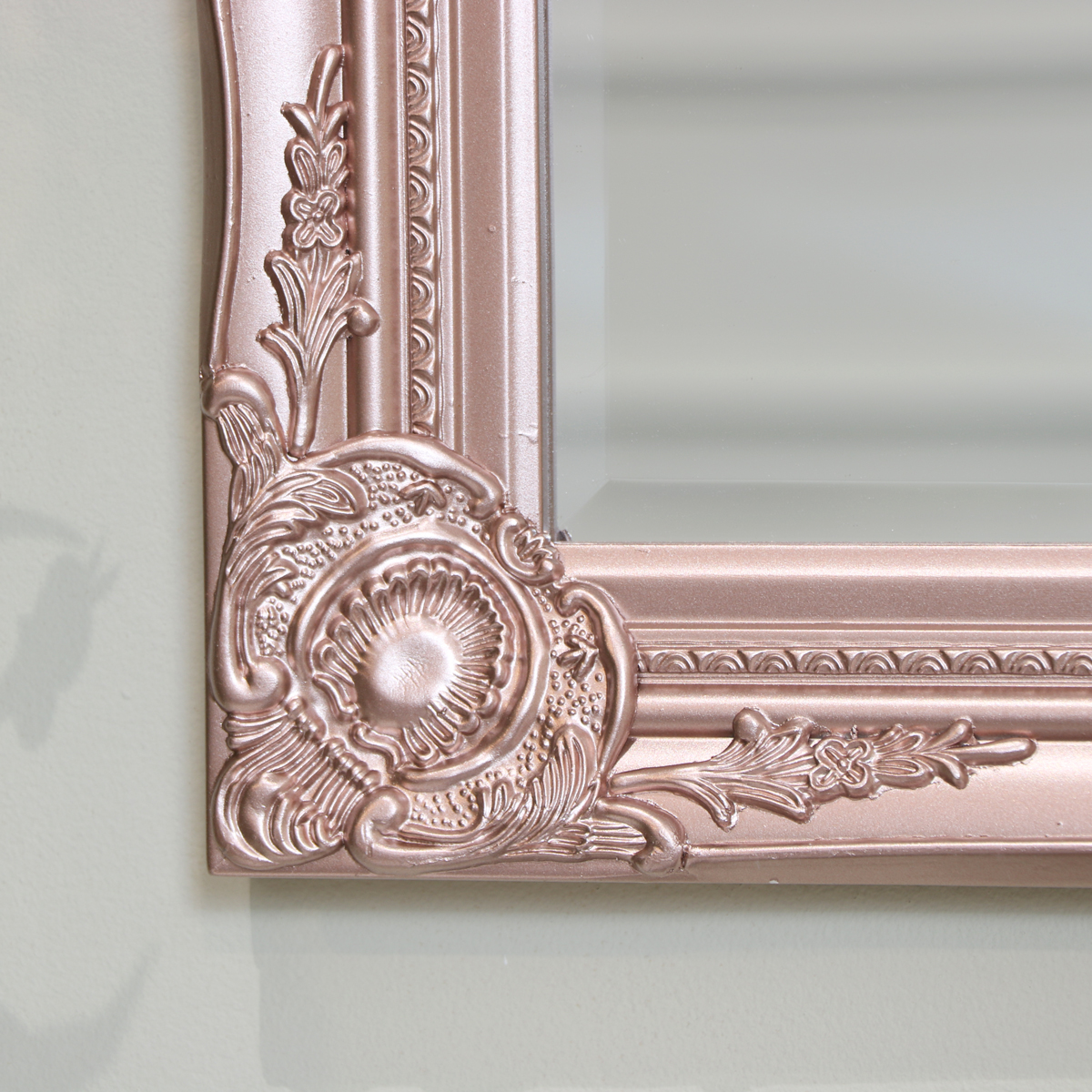 Ornate Rose Gold Pink Wall Mirror With Bevelled Glass Ornate Rose Gold Pink Wall Mirror With, Rose Gold Bathroom Mirror Cabinet